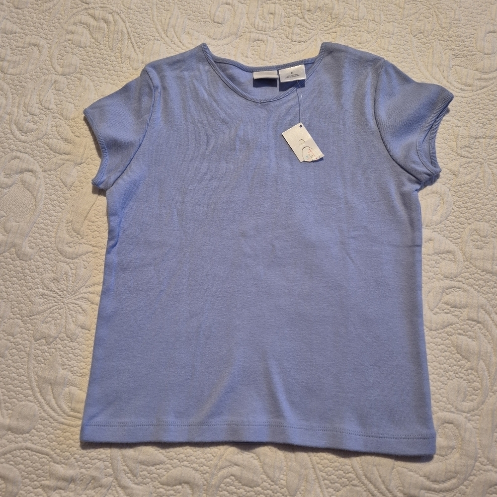 Talbots girls size 8 light blue short sleeve shirt NEW